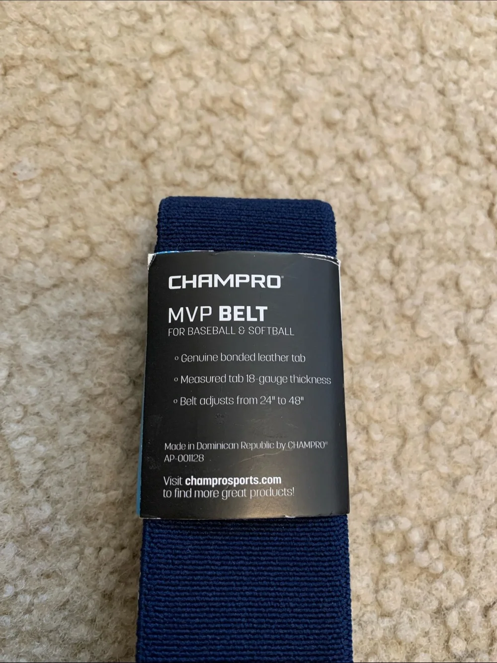 Champro Mens Belt Adult 1.5 Wide Navy Blue Baseball Uniform